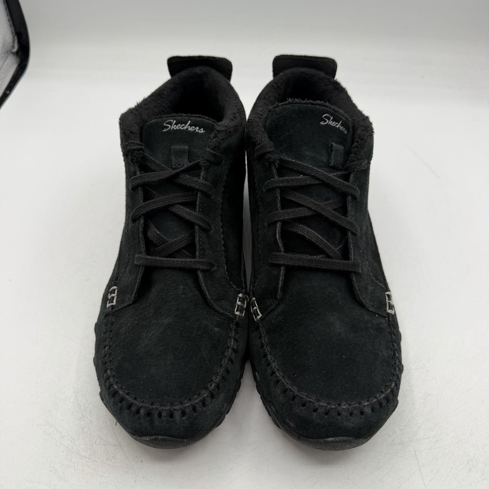 Skechers Bikers Lineage Chukka Boots Womens Sz 10 W WIDE Black Suede Ankle Shoes - Picture 5 of 11